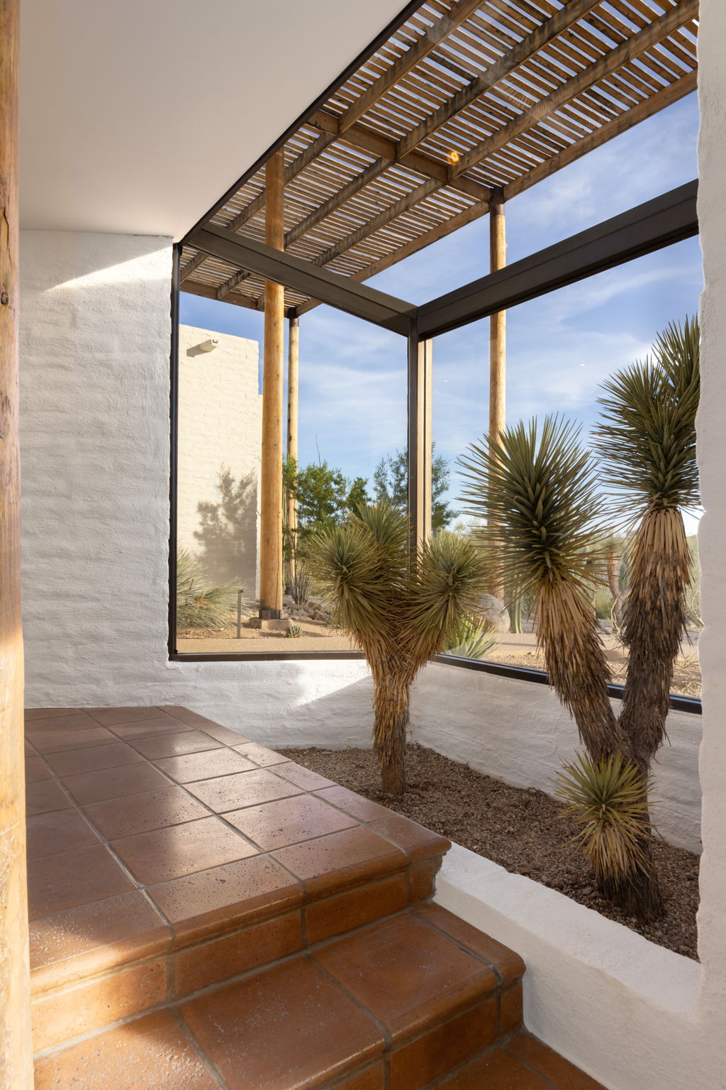 The Ramada House — yucca atrium with tile step