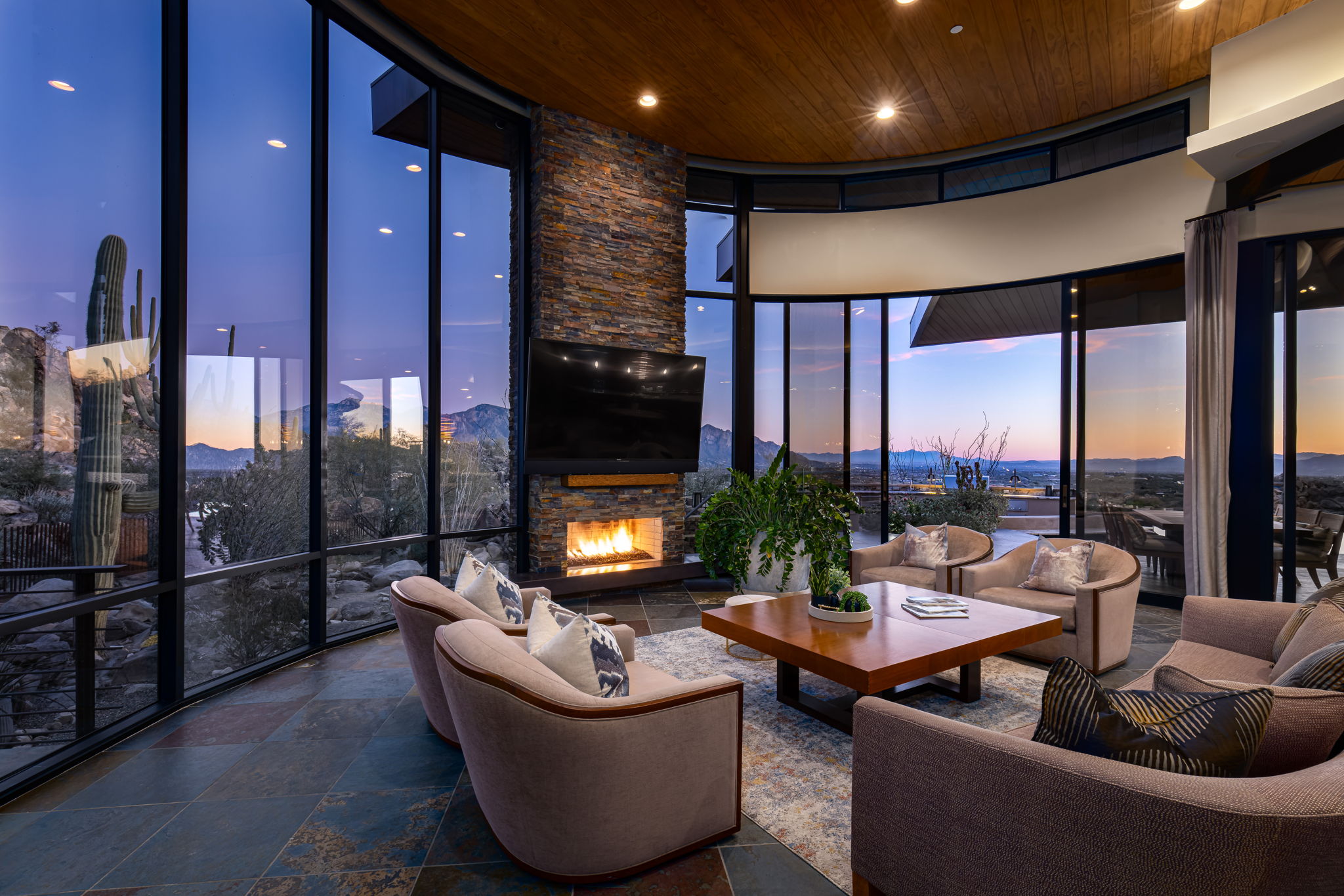 Tortolita Mountain Residence — pool and architecture at dusk