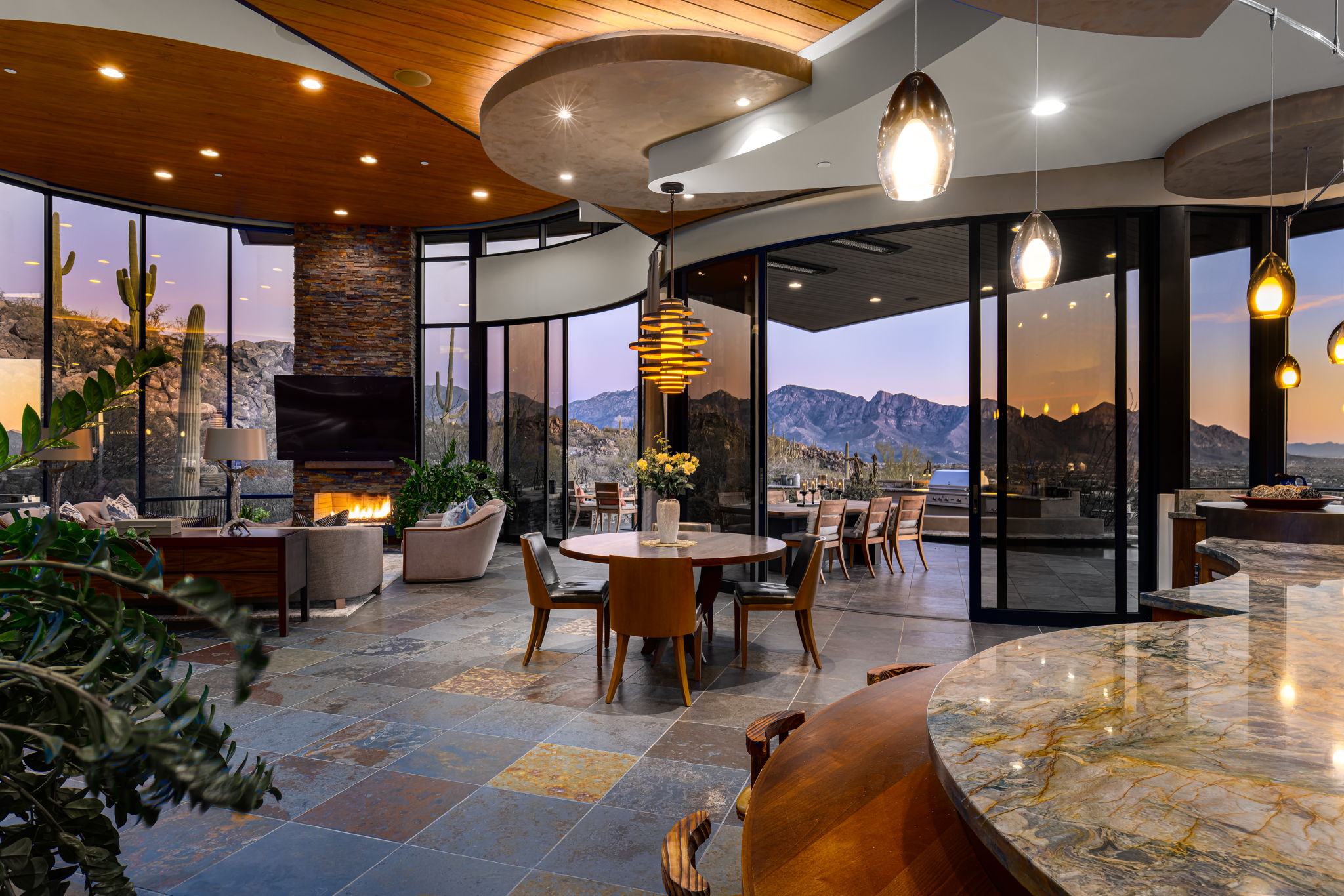 Tortolita Mountain Residence at dusk